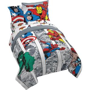 Jay Franco Bluey & Bingo 5 Piece Twin Size Bed Set – Includes Comforter & Sheet Set – Super Soft Kids Bedding Fade Resistant Microfiber (Official Bluey Product)(Multi – Avengers)