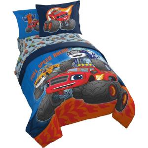 Jay Franco Kids Comforter Set Includes Sheets and Pillow Covers – Soft and Cozy Bed Set for Stylish Room Decor, Blue – Bluey 5 Piece Twin Size Bedding(Blue – Blaze & the Monster Machines)