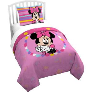 Jay Franco Kids Duvet Cover Set – 3 Piece Super Soft Bedding with Sham Pillowcase, Cover ONLY Comforter Not Included, Multi – Bluey, Queen(Pink – Minnie Mouse)