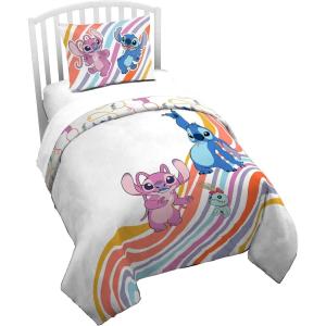 Jay Franco Kids Duvet Cover Set – 3 Piece Super Soft Bedding with Sham Pillowcase, Cover ONLY Comforter Not Included, Multi – Bluey, Queen(White – Lilo and Stitch)