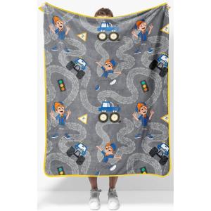 Jay Franco Kids Plush Throw Blanket – Soft & Comfy Throw for Couch or Bed – Cozy Home Décor for Living Room & Bedroom, Blue – Bluey, 40×50 – Travel Blanket(Gray – Blippi)