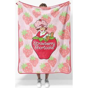 Jay Franco Kids Plush Throw Blanket – Soft & Comfy Throw for Couch or Bed – Cozy Home Décor for Living Room & Bedroom, Blue – Bluey, 40×50 – Travel Blanket(Pink – Strawberry Shortcake)