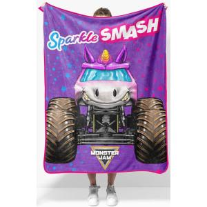 Jay Franco Kids Plush Throw Blanket – Soft & Comfy Throw for Couch or Bed – Cozy Home Décor for Living Room & Bedroom, Blue – Bluey, 40×50 – Travel Blanket(Purple – Monster Jam)
