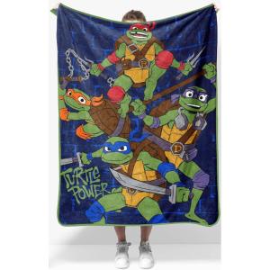 Jay Franco Kids Plush Throw Blanket – Soft & Comfy Throw for Couch or Bed – Cozy Home Décor for Living Room & Bedroom, Blue – Bluey, 40×50 – Travel Blanket(Blue – Teenage Mutant Ninja Turtles)