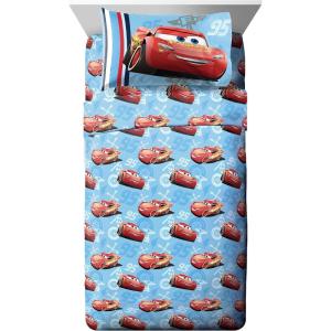 Jay Franco Kids Sheet Set with Fitted, Flat Sheets & Pillow Cover – Ultra-Soft Bedding with Pillowcase for Room Decor, Blue – Bluey & Bingo, 3 Piece Twin(Blue – Cars)