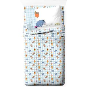 Jay Franco Kids Sheet Set with Fitted, Flat Sheets & Pillow Cover – Ultra-Soft Bedding with Pillowcase for Room Decor, Blue – Bluey & Bingo, 3 Piece Twin(White – Winnie the Pooh)