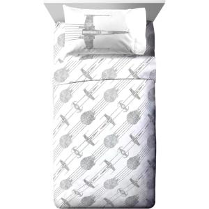 Jay Franco Kids Sheet Set with Fitted, Flat Sheets & Pillow Cover – Ultra-Soft Bedding with Pillowcase for Room Decor, Blue – Bluey & Bingo, 3 Piece Twin(White – Star Wars)