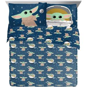 Jay Franco Kids Sheet Set with Fitted, Flat Sheets & Pillow Cover – Ultra-Soft Bedding with Pillowcase for Room Decor, Blue – Bluey & Bingo, 3 Piece Twin(Blue – Mandalorian)