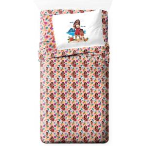 Jay Franco Kids Sheet Set with Fitted, Flat Sheets & Pillow Cover – Ultra-Soft Bedding with Pillowcase for Room Decor, Blue – Bluey & Bingo, 3 Piece Twin(Pink – Moana)