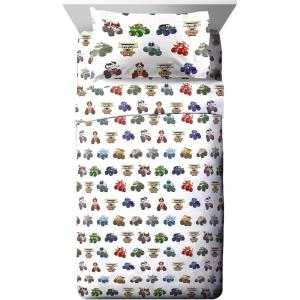 Jay Franco Kids Sheet Set with Fitted, Flat Sheets & Pillow Cover – Ultra-Soft Bedding with Pillowcase for Room Decor, Blue – Bluey & Bingo, 3 Piece Twin(White – Monster Jam)