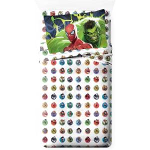 Jay Franco Kids Sheet Set with Fitted, Flat Sheets & Pillow Cover – Ultra-Soft Bedding with Pillowcase for Room Decor, Blue – Bluey & Bingo, 3 Piece Twin(Multi – Marvel Rivals)