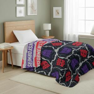 Northwest Bluey Goofing Around Quilted Throw Blanket – Official Cartoon Throw Blanket Featuring Bluey, for Adults Boys Girls Bed, Couch, or Playroom, 60 x 80 Inches(Transformer Logo)