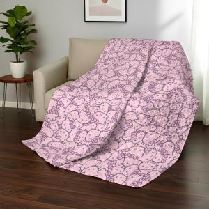 Northwest Bluey Goofing Around Quilted Throw Blanket – Official Cartoon Throw Blanket Featuring Bluey, for Adults Boys Girls Bed, Couch, or Playroom, 60 x 80 Inches(Hello Kitty Pink)