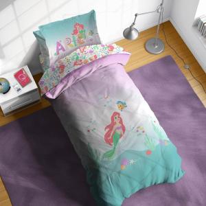 Sunny Side Up Bluey & Friends Toddler Comforter Set – 4 Piece Preschool Bedding Includes Comforter, Sheets & Pillow Cover – Super Soft Microfiber Bed Set(Multi – Little Mermaid)
