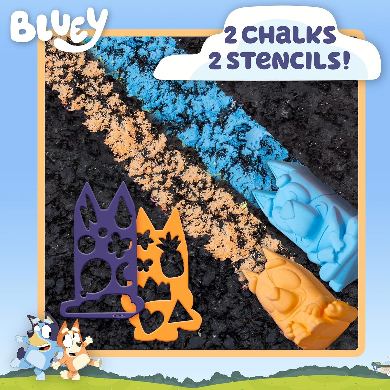 imageBluey Sidewalk Chalk amp Reusable Stencils 4Piece Art KitBluey Chalk and Stencil Kit