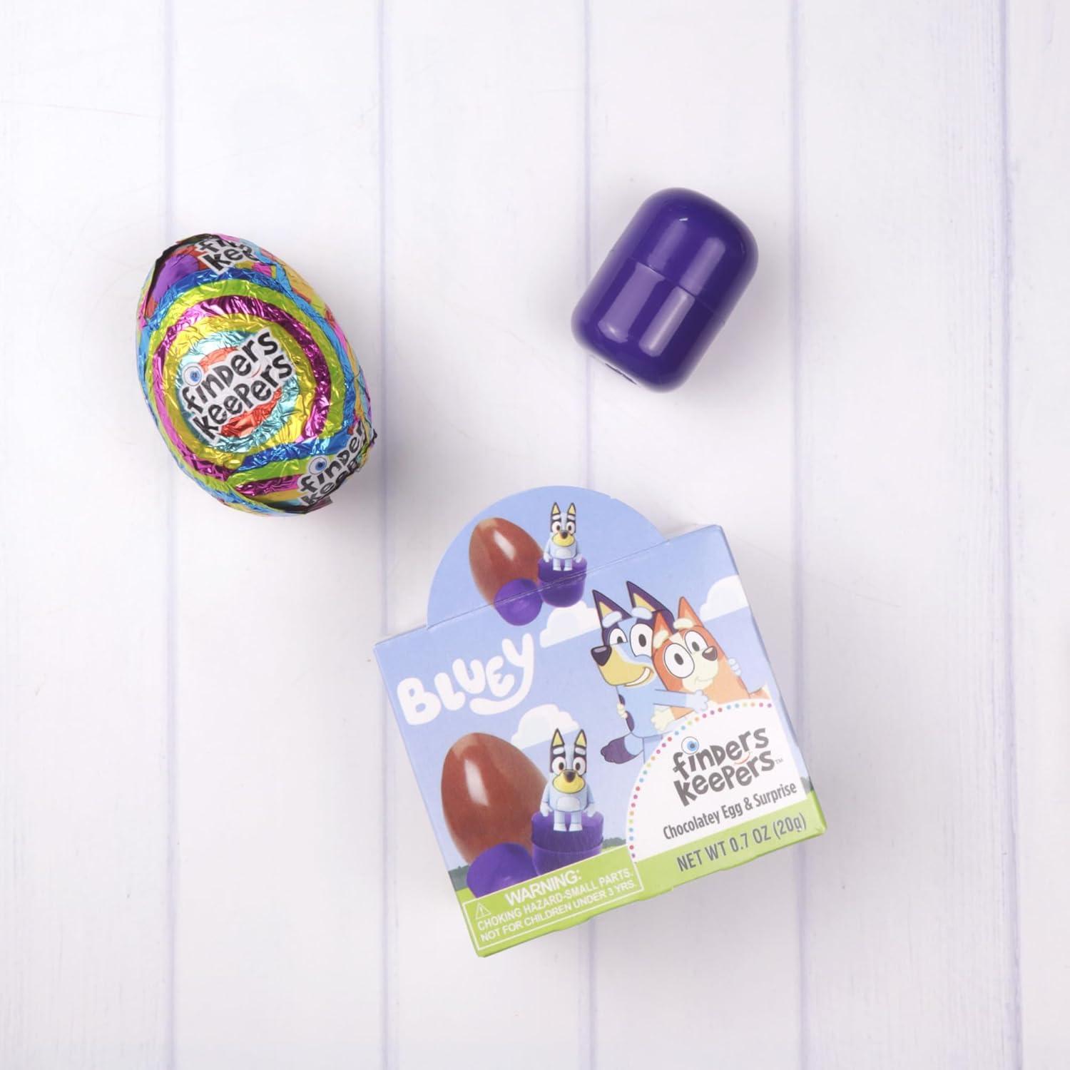 imageFinders Keepers Bluey Chocolate Eggs Individually Boxed Candy with Figurine Inside Easter Basket Stuffer Gifts 07 Ounces Pack of 3