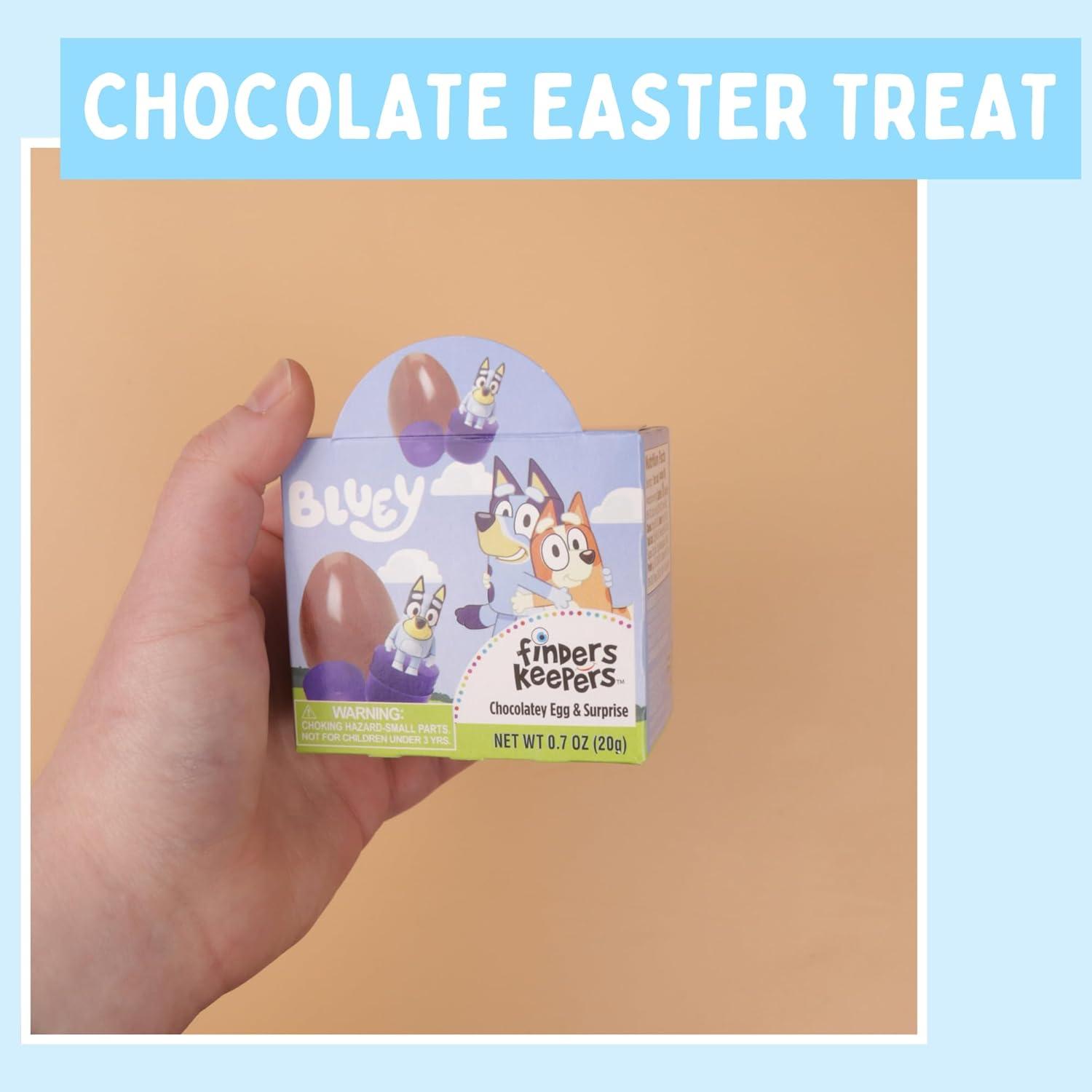 imageFinders Keepers Bluey Chocolate Eggs Individually Boxed Candy with Figurine Inside Easter Basket Stuffer Gifts 07 Ounces Pack of 3