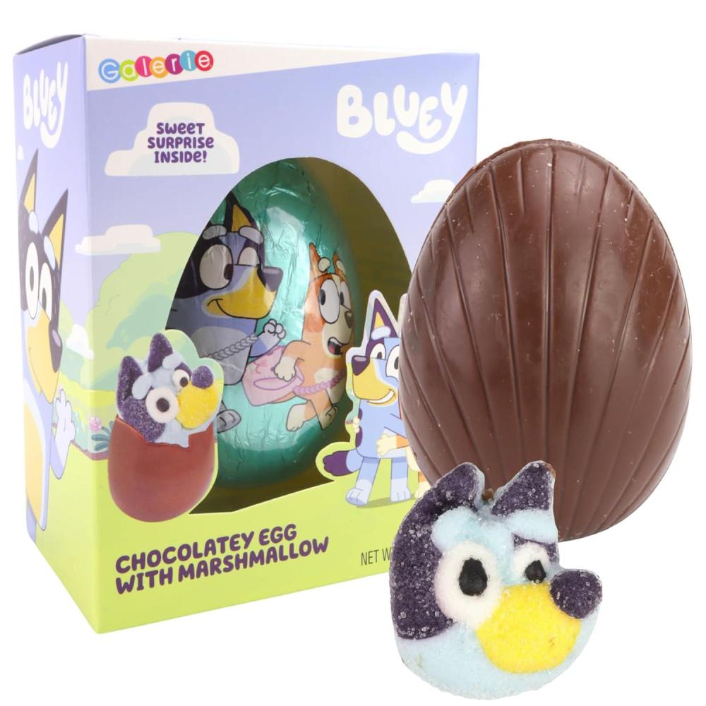 imageGalerie Milk Chocolatey Bluey Easter Egg with Marshmallow Inside Gift Basket Stuffer Treat 212 Ounces