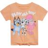 Bluey Girls T-Shirt and Chambray Shorts Outfit Set Toddler to Big Kid Sizes (2T – 10-12)(Peach / Blue)