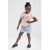 Bluey Girls T-Shirt and Chambray Shorts Outfit Set Toddler to Big Kid Sizes (2T – 10-12)(Peach / Blue)