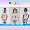 Bluey Girls T-Shirt and Chambray Shorts Outfit Set Toddler to Big Kid Sizes (2T – 10-12)(Peach / Blue)