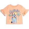 Bluey Girls T-Shirt and Chambray Shorts Outfit Set Toddler to Big Kid Sizes (2T – 10-12)(Peachy Pink / Blue)
