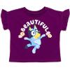 Bluey Girls T-Shirt and Chambray Shorts Outfit Set Toddler to Big Kid Sizes (2T – 10-12)(Plum Purple / Blue)