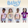Bluey Girls T-Shirt and Chambray Shorts Outfit Set Toddler to Big Kid Sizes (2T – 10-12)(Plum Purple / Blue)