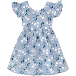 Bluey Floral Chambray Skater Dress Infant to Big Kid(Blue / Bluey)