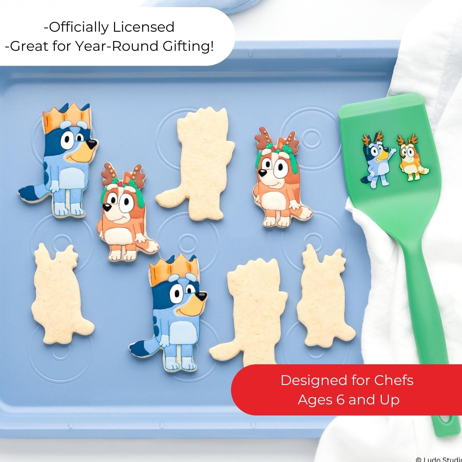 imageHandstand Kitchen Bluey Holiday Baking Set with Bluey and Bingo Cookie Cutters Rolling Pin Spatula and Flipper