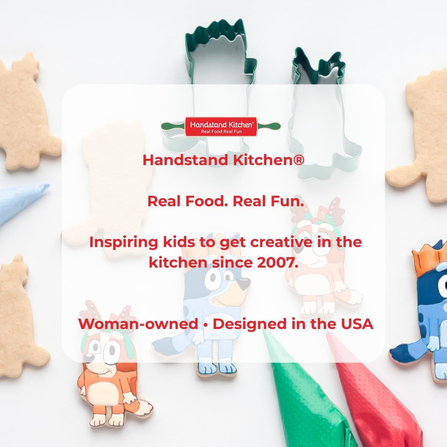 imageHandstand Kitchen Bluey Holiday Baking Set with Bluey and Bingo Cookie Cutters Rolling Pin Spatula and Flipper