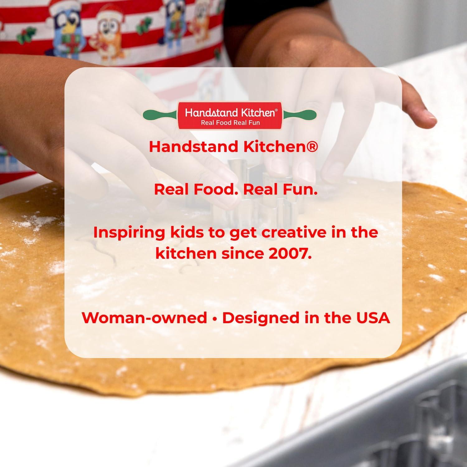 imageHandstand Kitchen Bluey and Bingo 100 Cotton Hoilday Stripe Print Childs Apron and Oven Mitt Pair Set