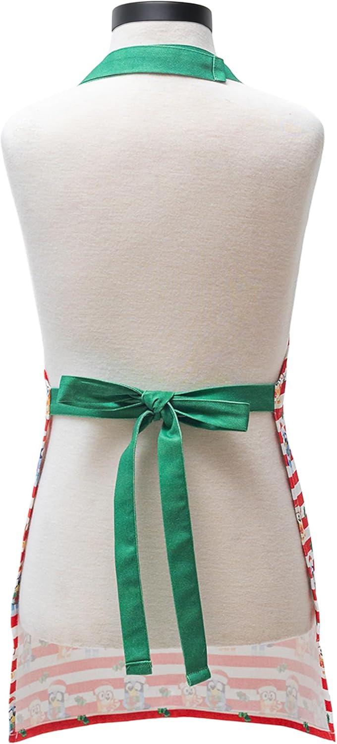 imageHandstand Kitchen Bluey and Bingo 100 Cotton Hoilday Stripe Print Childs Apron and Oven Mitt Pair Set