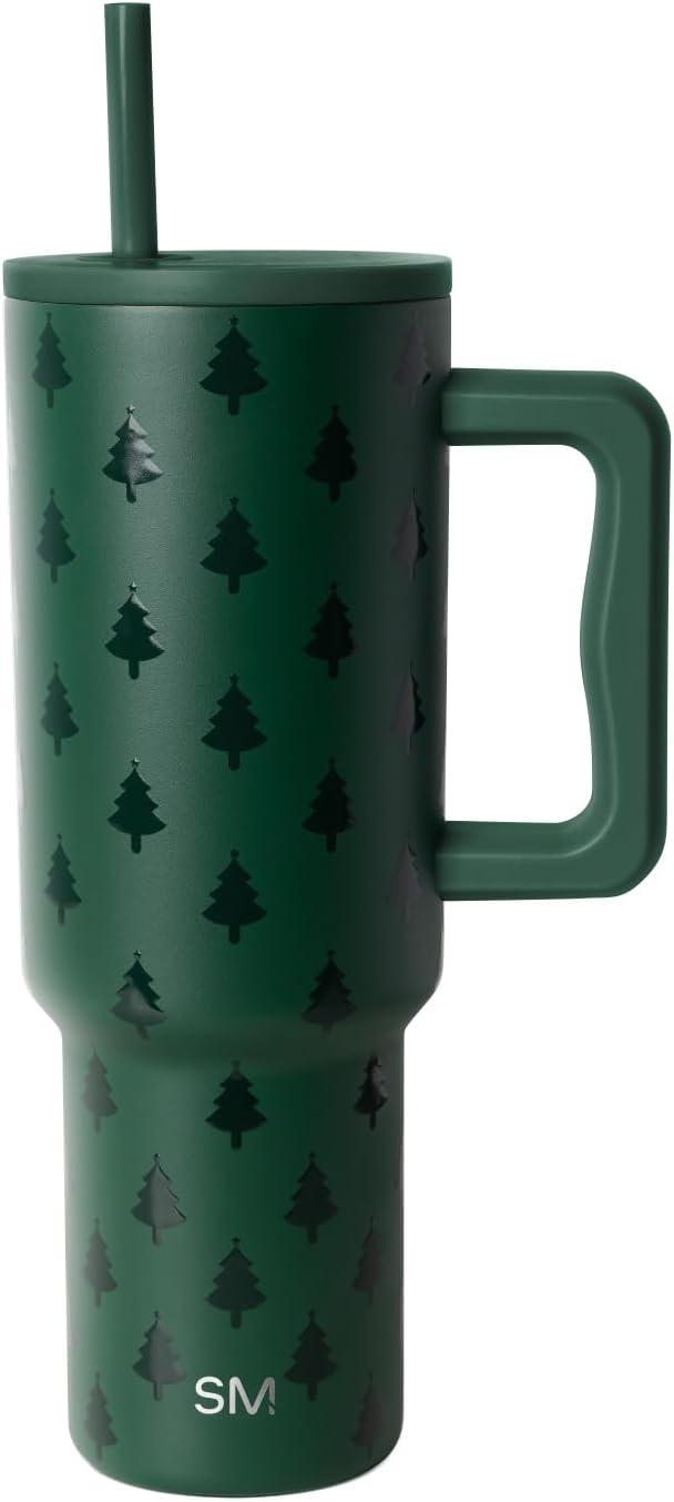 imageSimple Modern Kids Summit Christmas Water Bottle with Straw Lid Bluey 18oz Stainless Steel Cup Insulated Tumbler for Toddlers School Holiday Gifts for Girls Boys Bluey Holly JollyWinter Trees