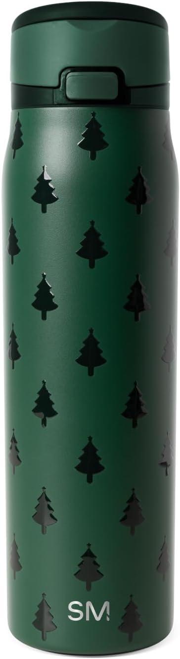 imageSimple Modern Kids Summit Christmas Water Bottle with Straw Lid Bluey 18oz Stainless Steel Cup Insulated Tumbler for Toddlers School Holiday Gifts for Girls Boys Bluey Holly JollyWinter Trees