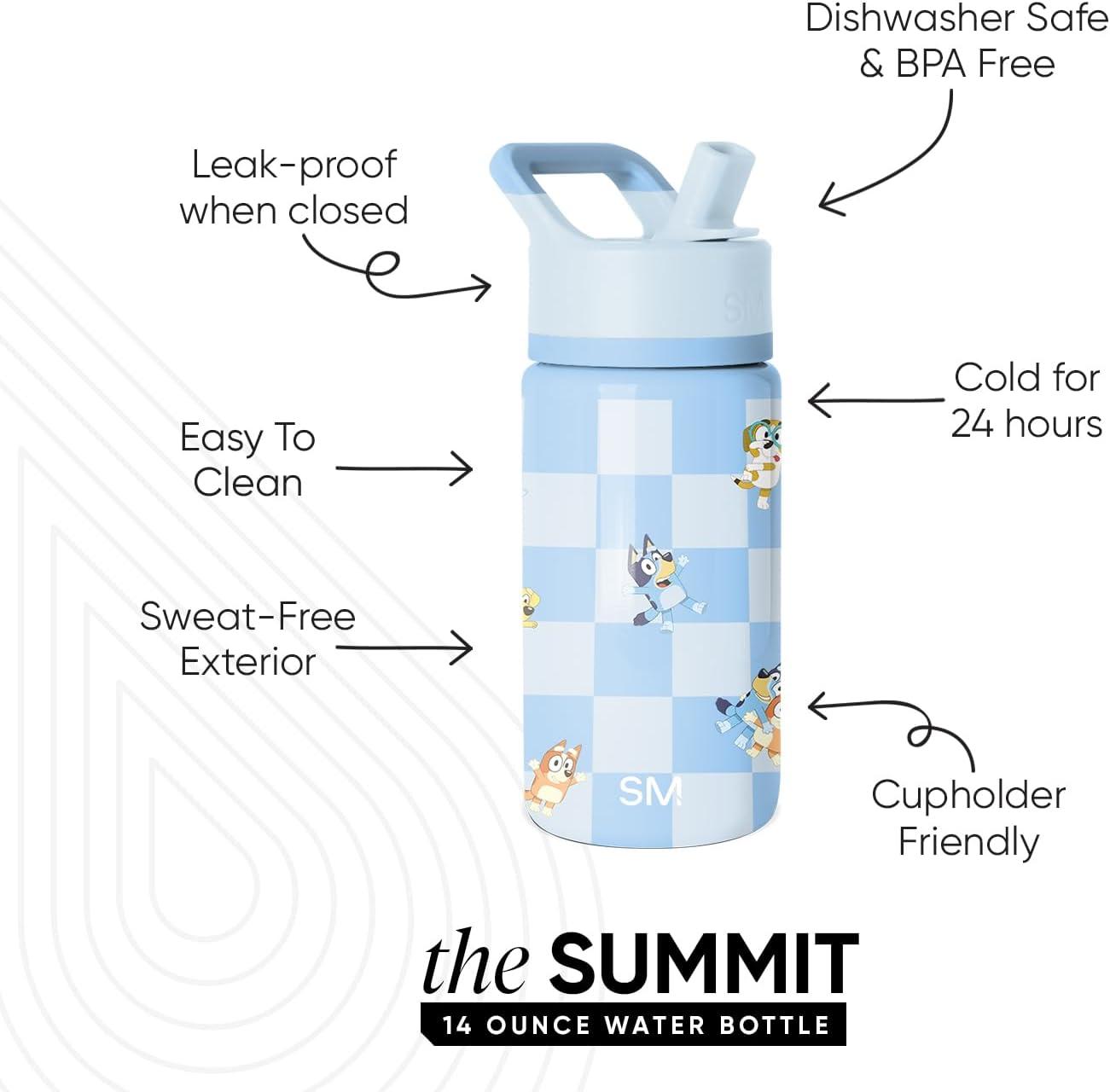 imageSimple Modern Kids Summit Water Bottle with Straw Lid Bluey 18oz Stainless Steel Cup Insulated Tumbler for Girls Boys School Bluey SkyBluey Checkmate