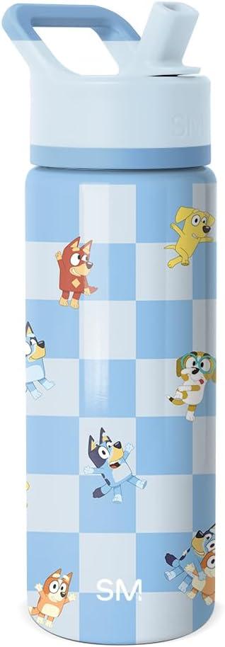 imageSimple Modern Kids Summit Water Bottle with Straw Lid Bluey 18oz Stainless Steel Cup Insulated Tumbler for Girls Boys School Bluey SkyBluey Checkmate