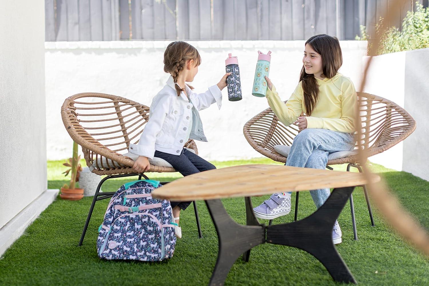 imageSimple Modern Kids Summit Water Bottle with Straw Lid Bluey 18oz Stainless Steel Cup Insulated Tumbler for Girls Boys School Bluey SkyDisney WishAshas Adventure