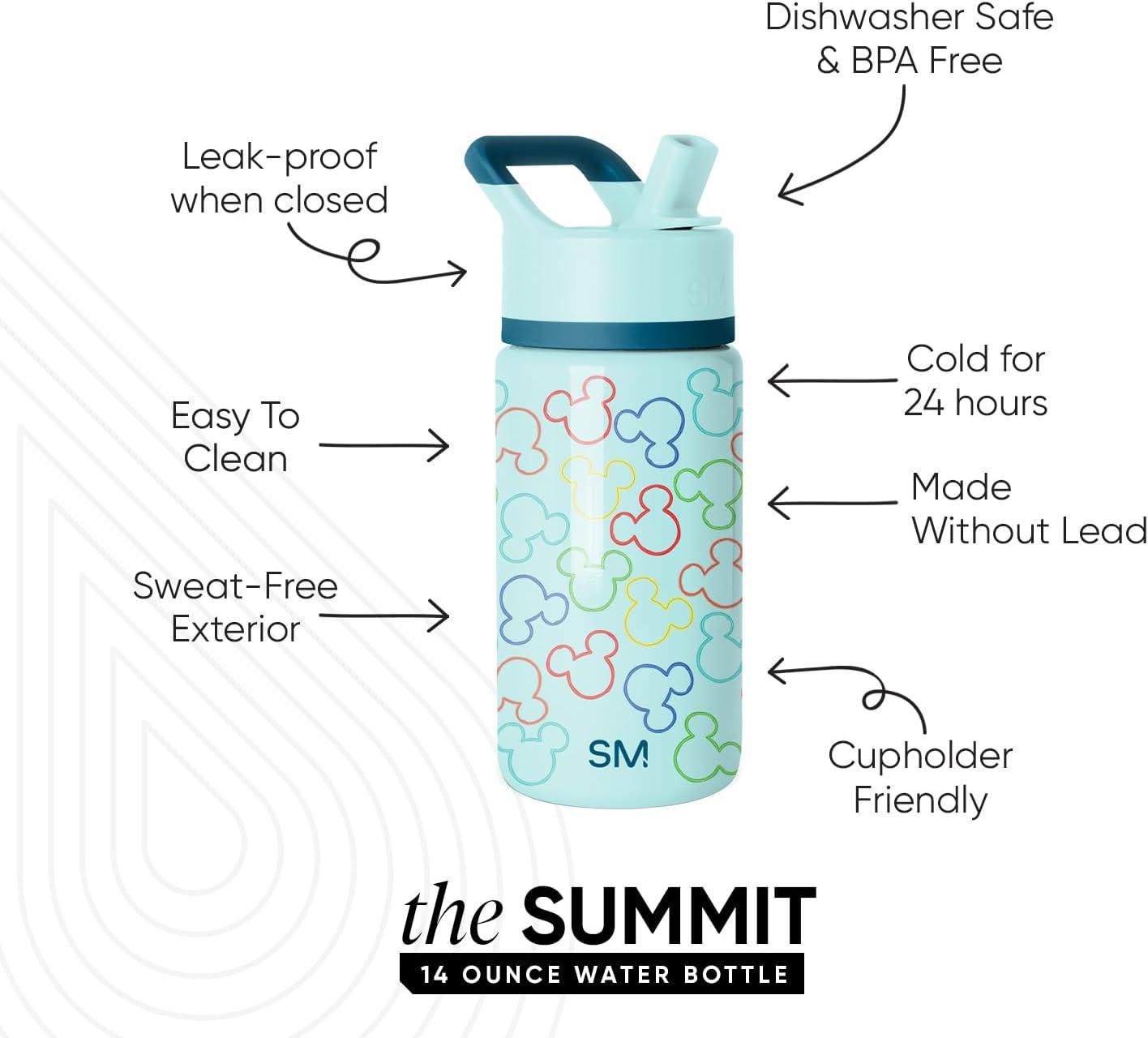 imageSimple Modern Kids Summit Water Bottle with Straw Lid Bluey 18oz Stainless Steel Cup Insulated Tumbler for Girls Boys School Bluey SkyDisneyCheers to Mickey Ears