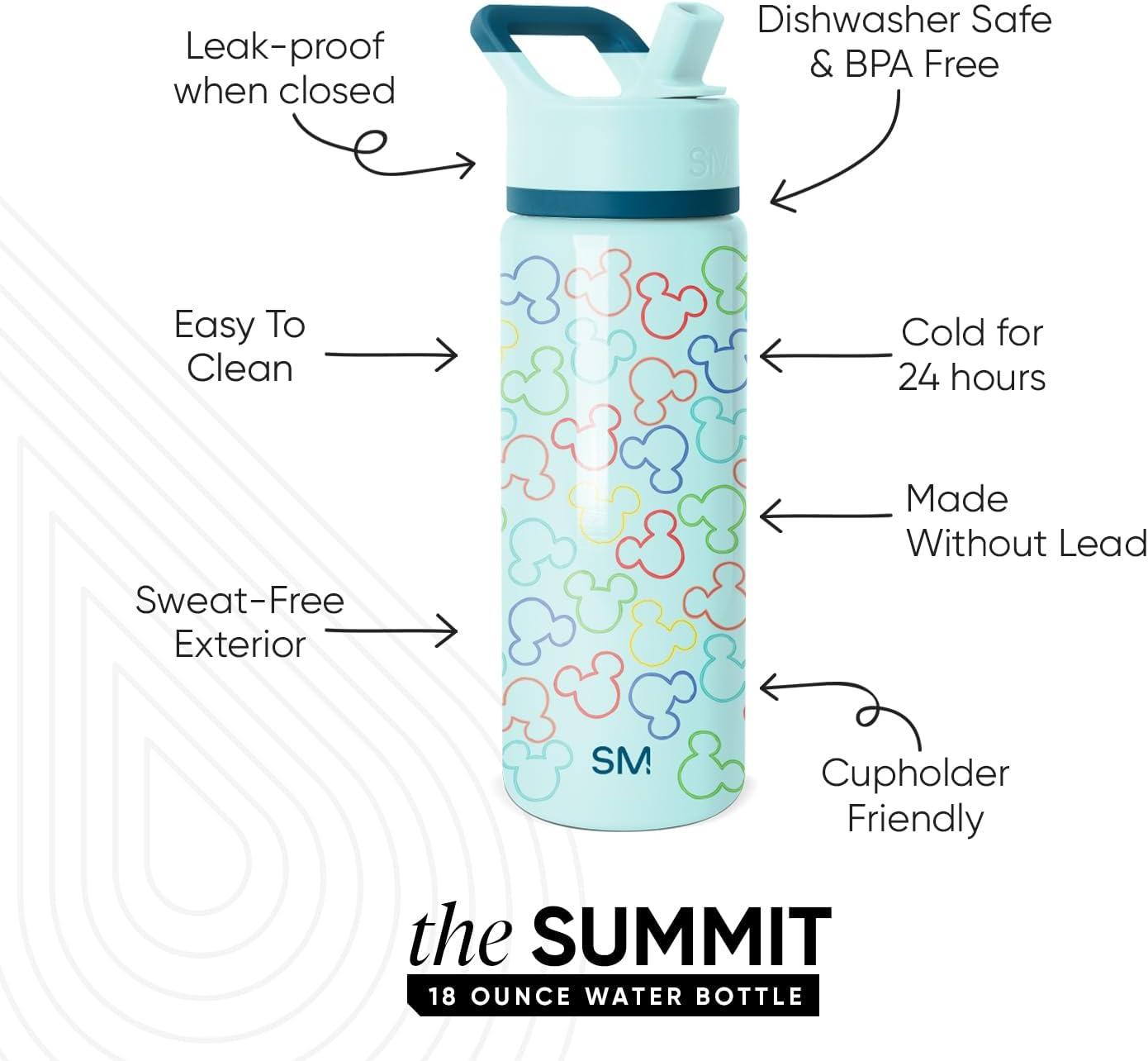 imageSimple Modern Kids Summit Water Bottle with Straw Lid Bluey 18oz Stainless Steel Cup Insulated Tumbler for Girls Boys School Bluey SkyDisneyCheers to Mickey Ears