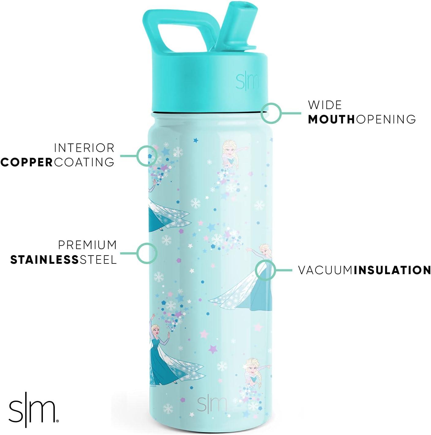 imageSimple Modern Kids Summit Water Bottle with Straw Lid Bluey 18oz Stainless Steel Cup Insulated Tumbler for Girls Boys School Bluey SkyDisneyFrozen Elsas Snowflake