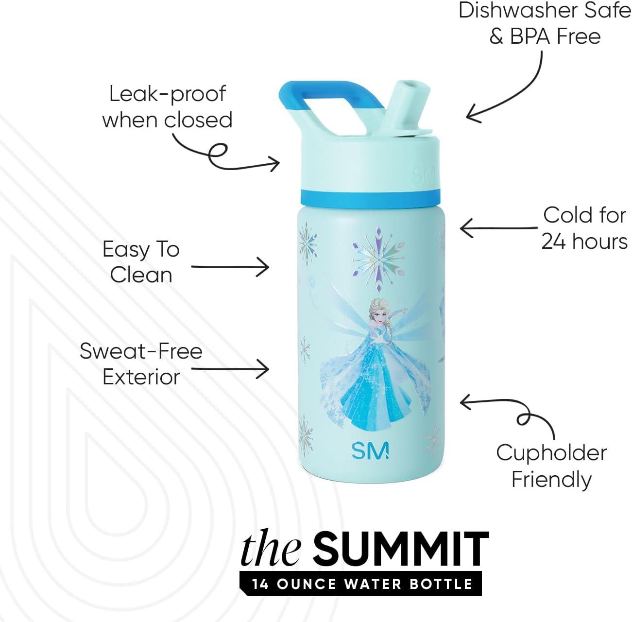 imageSimple Modern Kids Summit Water Bottle with Straw Lid Bluey 18oz Stainless Steel Cup Insulated Tumbler for Girls Boys School Bluey SkyDisneyIridescent Elsa