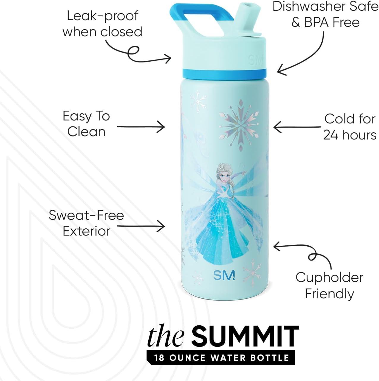 imageSimple Modern Kids Summit Water Bottle with Straw Lid Bluey 18oz Stainless Steel Cup Insulated Tumbler for Girls Boys School Bluey SkyDisneyIridescent Elsa