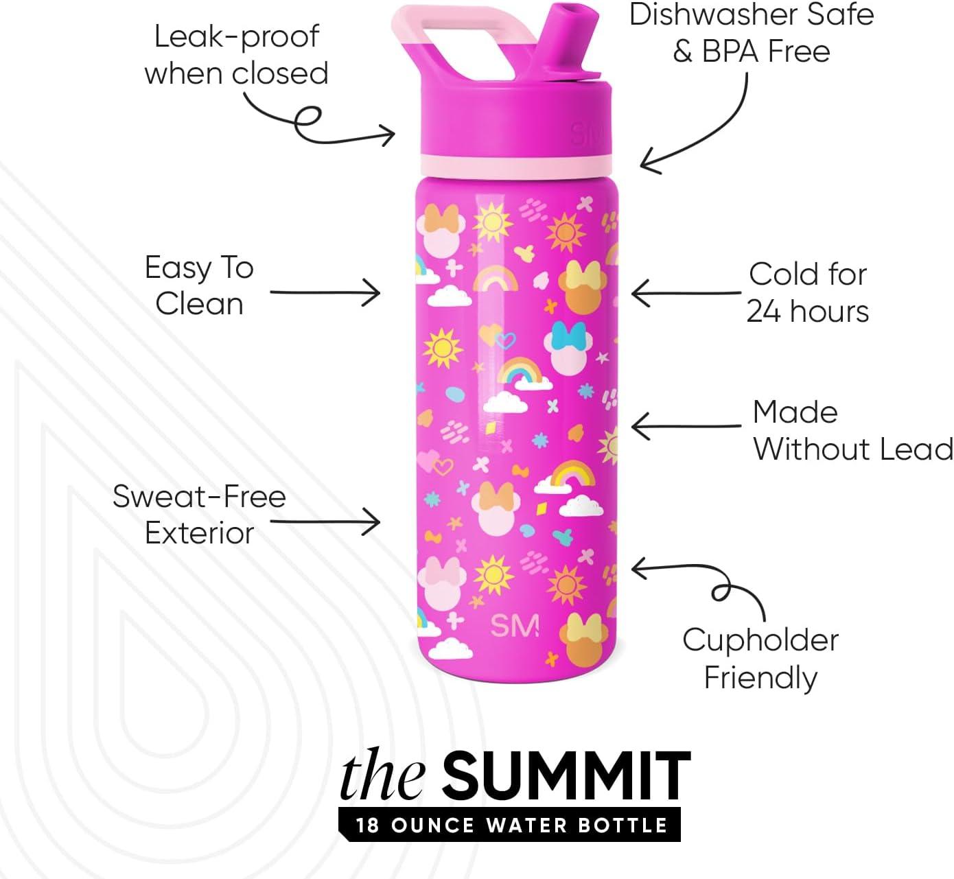 imageSimple Modern Kids Summit Water Bottle with Straw Lid Bluey 18oz Stainless Steel Cup Insulated Tumbler for Girls Boys School Bluey SkyDisneyMinnie Doodle