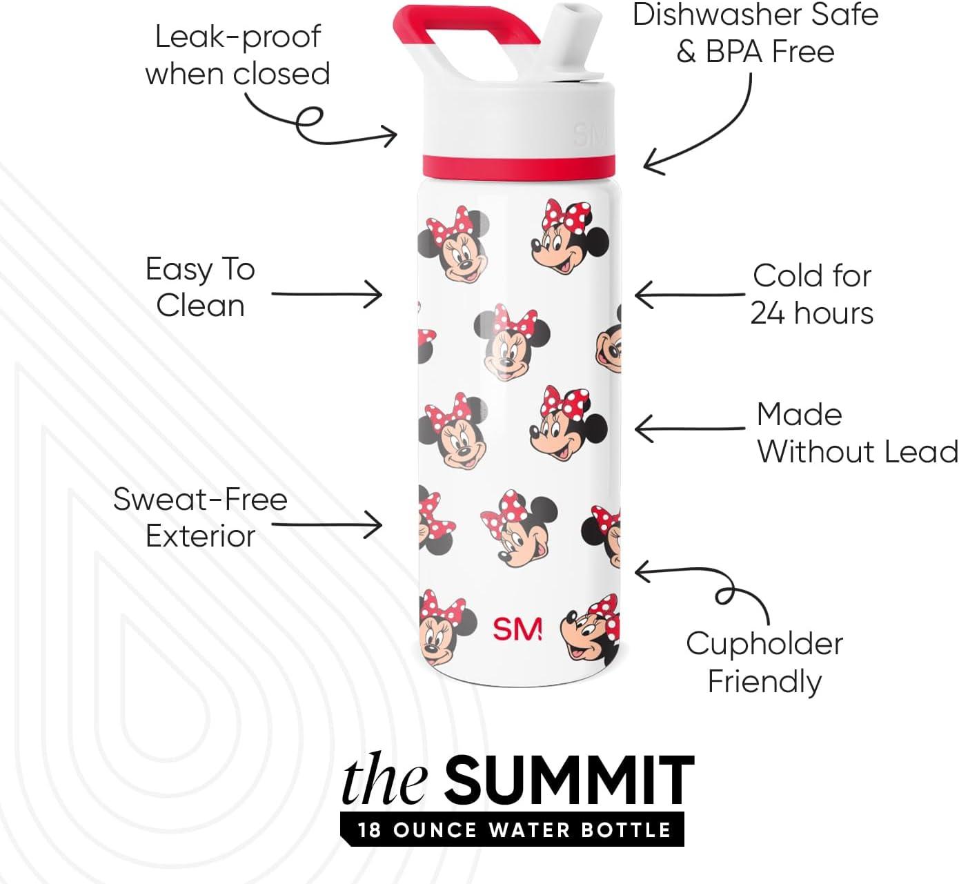 imageSimple Modern Kids Summit Water Bottle with Straw Lid Bluey 18oz Stainless Steel Cup Insulated Tumbler for Girls Boys School Bluey SkyDisneyMinnie Mouse Fun