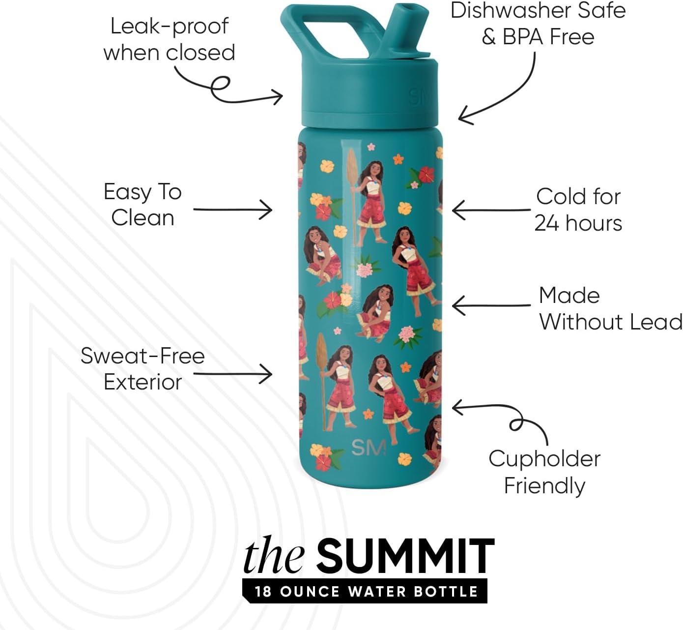 imageSimple Modern Kids Summit Water Bottle with Straw Lid Bluey 18oz Stainless Steel Cup Insulated Tumbler for Girls Boys School Bluey SkyDisneyMoana Oceana