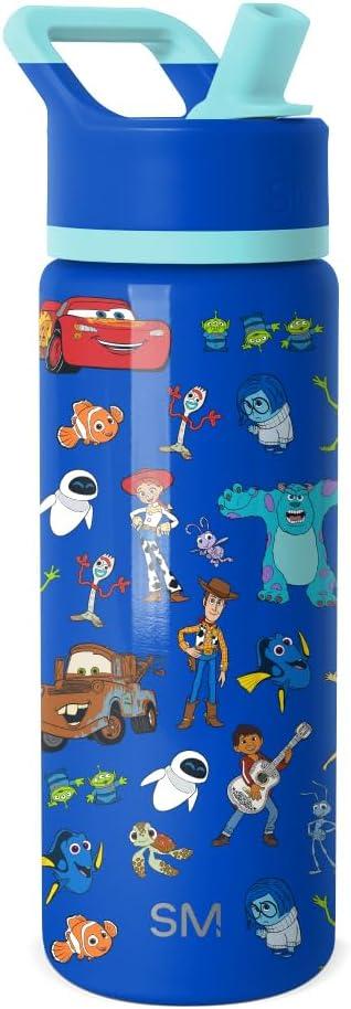imageSimple Modern Kids Summit Water Bottle with Straw Lid Bluey 18oz Stainless Steel Cup Insulated Tumbler for Girls Boys School Bluey SkyDisneyPixar Mashup on Blue
