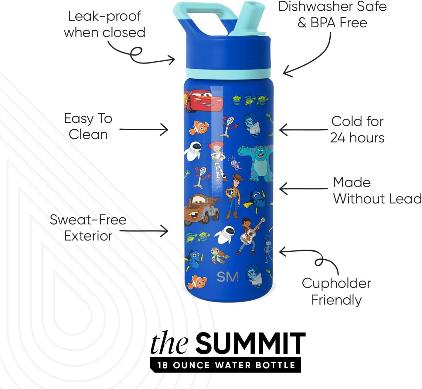 imageSimple Modern Kids Summit Water Bottle with Straw Lid Bluey 18oz Stainless Steel Cup Insulated Tumbler for Girls Boys School Bluey SkyDisneyPixar Mashup on Blue