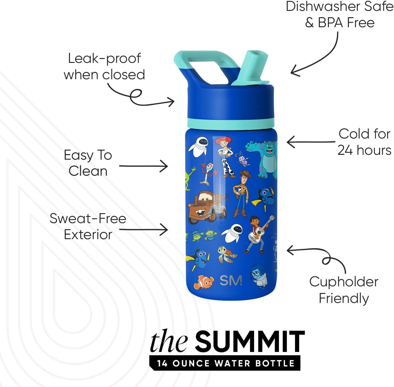 imageSimple Modern Kids Summit Water Bottle with Straw Lid Bluey 18oz Stainless Steel Cup Insulated Tumbler for Girls Boys School Bluey SkyDisneyPixar Mashup on Blue