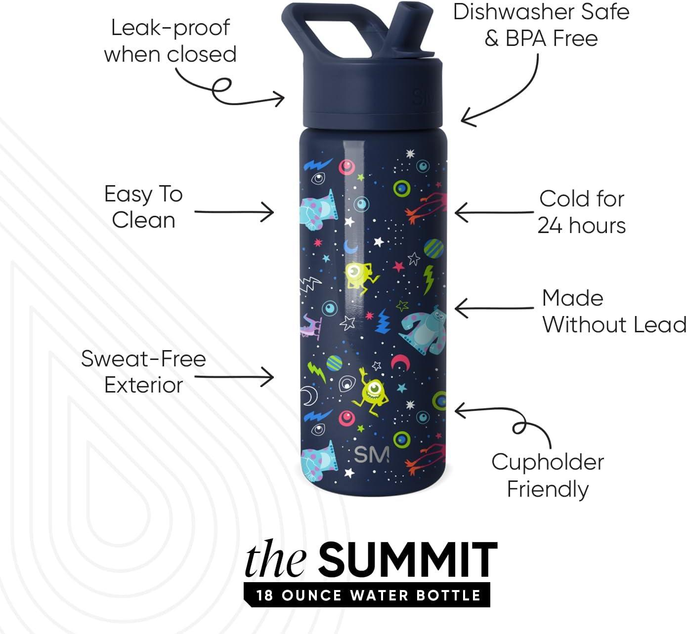 imageSimple Modern Kids Summit Water Bottle with Straw Lid Bluey 18oz Stainless Steel Cup Insulated Tumbler for Girls Boys School Bluey SkyDisneyPixar Monsters Inc Dream Team